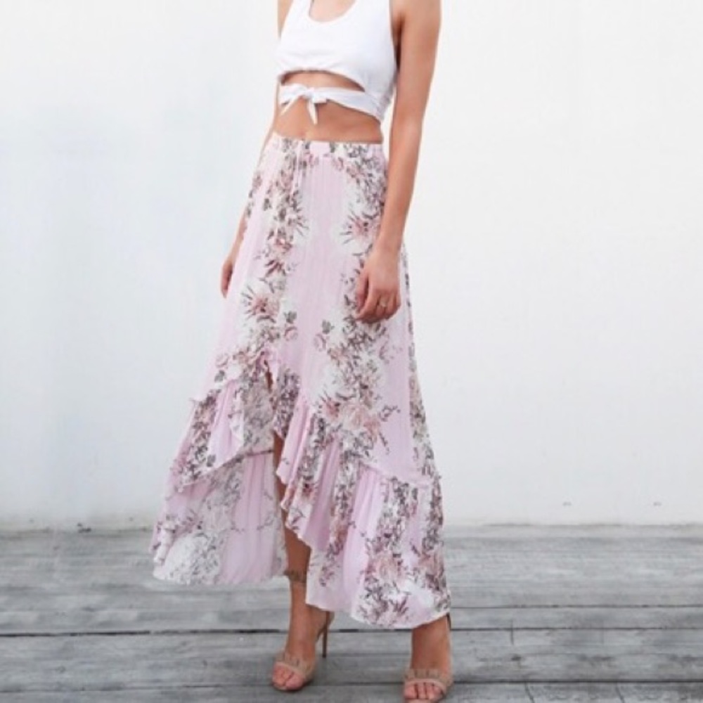 ‘Weylynn’ Pink Floral High Low Skirt